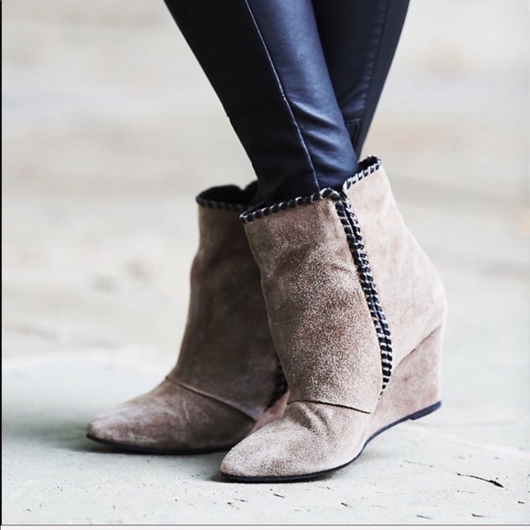 Distressed Stitched Boho Wedge Boots - Picture 2 of 5